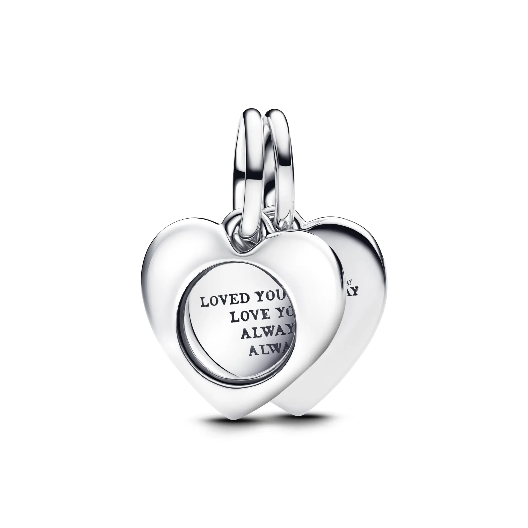 Pandora Engravable Heart Magnifying Glass Double Dangle Charm Sterling silver 793671C00