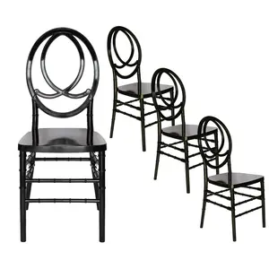 FOH Set of 4 Champagne Gold Chiavari Chair, Stackable Elegant Party Event Wedding Chairs, Gold PP Chair Oval Backrest (Champagne Gold)