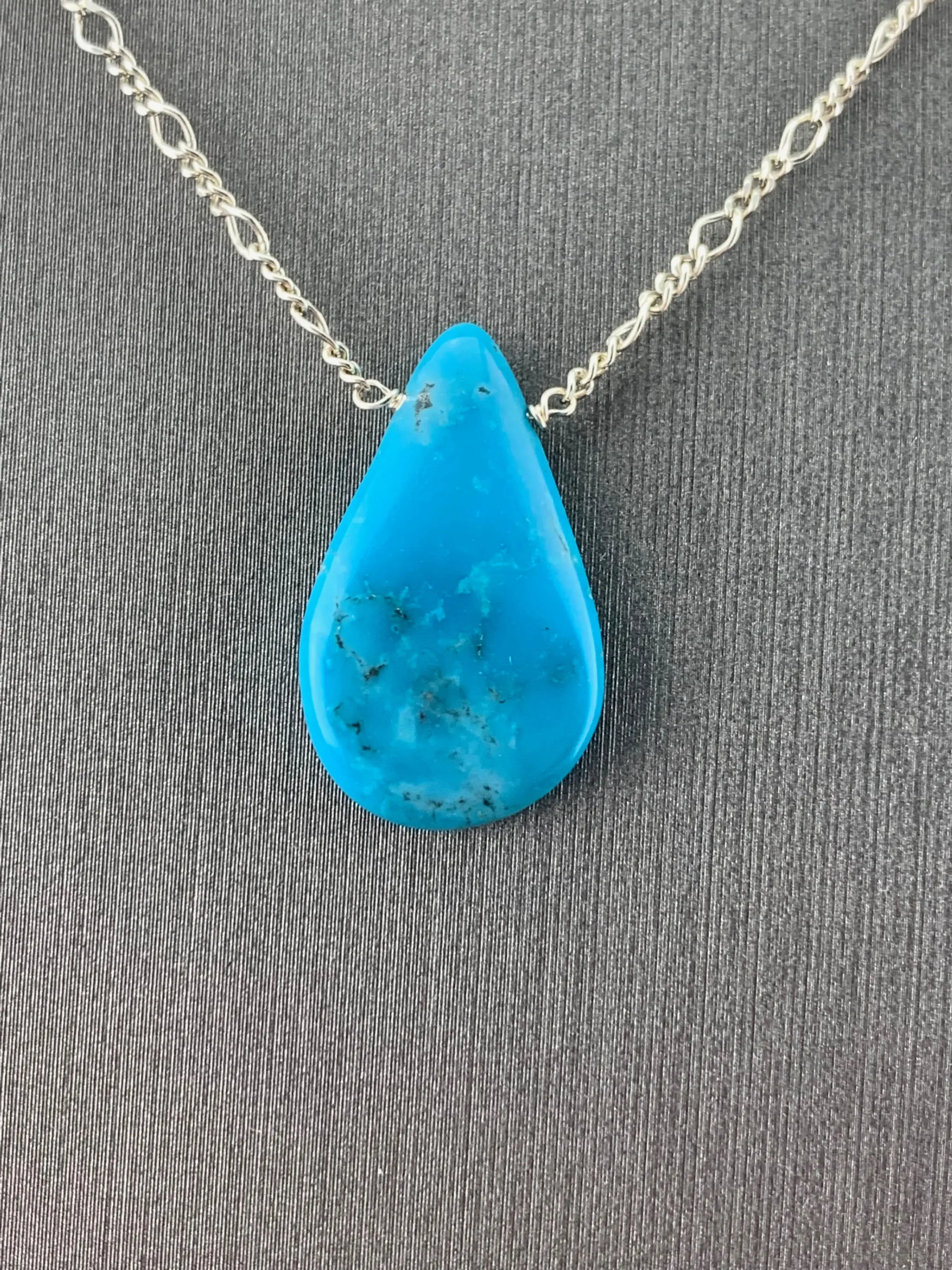 Kingman Turquoise Drop Necklace · 925 Sterling Silver · Genuine Turquoise Pendant · Handmade Gemstone Jewelry · Gift for Her