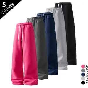 “5-Pack/5 Counts” affordable five-piece set of wide-leg athletic pants in multiple colors, suitable for everyday wear and street style outfits:
