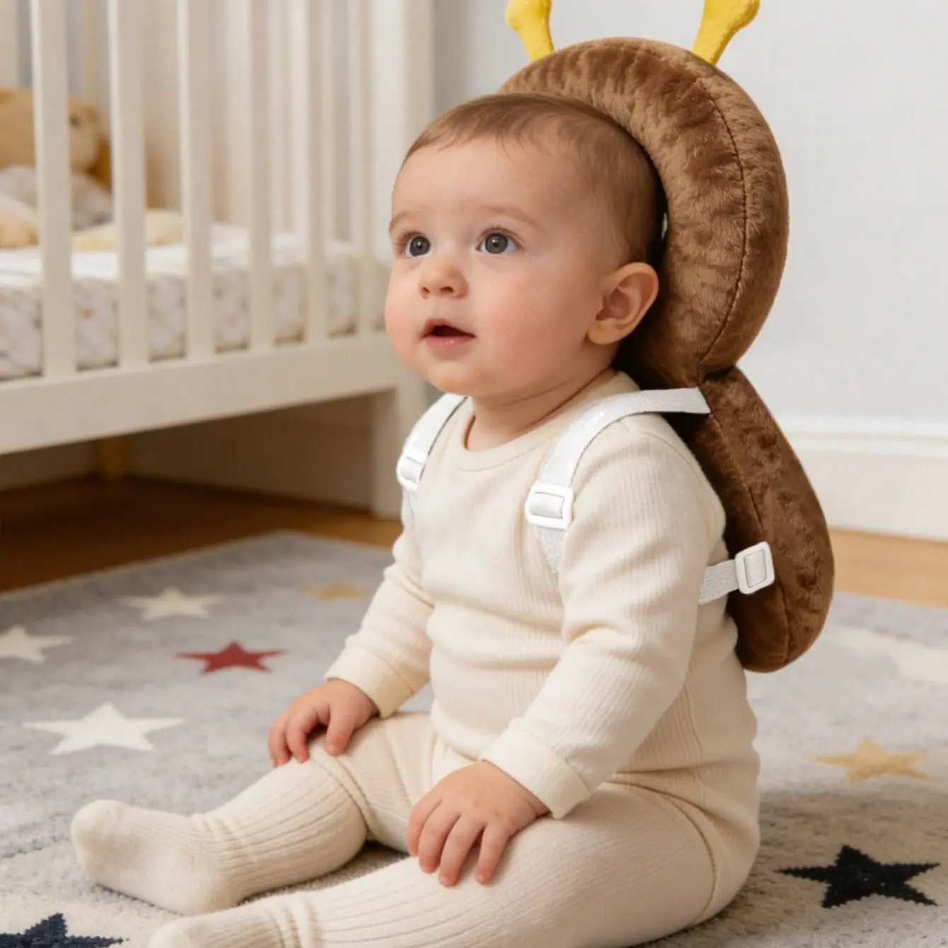 Baby Head Protector Cushion Backpack for Walking & Crawling, Christmas Elements, Adjustable Newborn Infant Toddler Safety Gear, Cute Bee Design