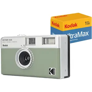 KODAK EKTAR H35 Half Frame Film Camera (Bundle with Kodak Ultramax 400/24EXP 35mm Roll Film) - Sage KODAK EKTAR H35 Half Frame Film Camera (Bundle with Kodak Ultramax 400/24EXP 35mm Roll Film) - Sage
