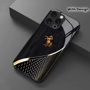 Tempered Glass Smartphone Casing - Golden Galloping Horse Pattern, Cellphone Handheld Accessories for iPhone 17, 16, 15, 14, 13, 12, 11 Plus Pro Max