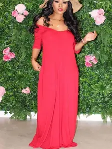 Full Size Solid Color Short Sleeve Maxi Dress