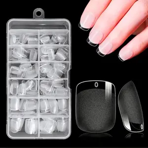 Short Square Fake Nail, 240pcs/box Transparent Acrylic Nail for Women & Girls DIY Nail Art, Clear Nail Tips, Manicure Accessories