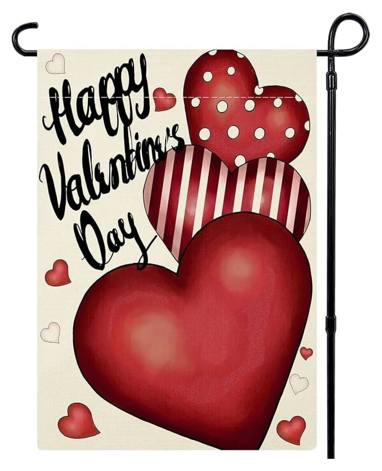 Valentines Day Flags 12x18 Inch - Double Sided Heart Yard Flags for Outdoor Decoration - Small Love Themed Seasonal Flags for Valentine's Day Lawn Decor RED