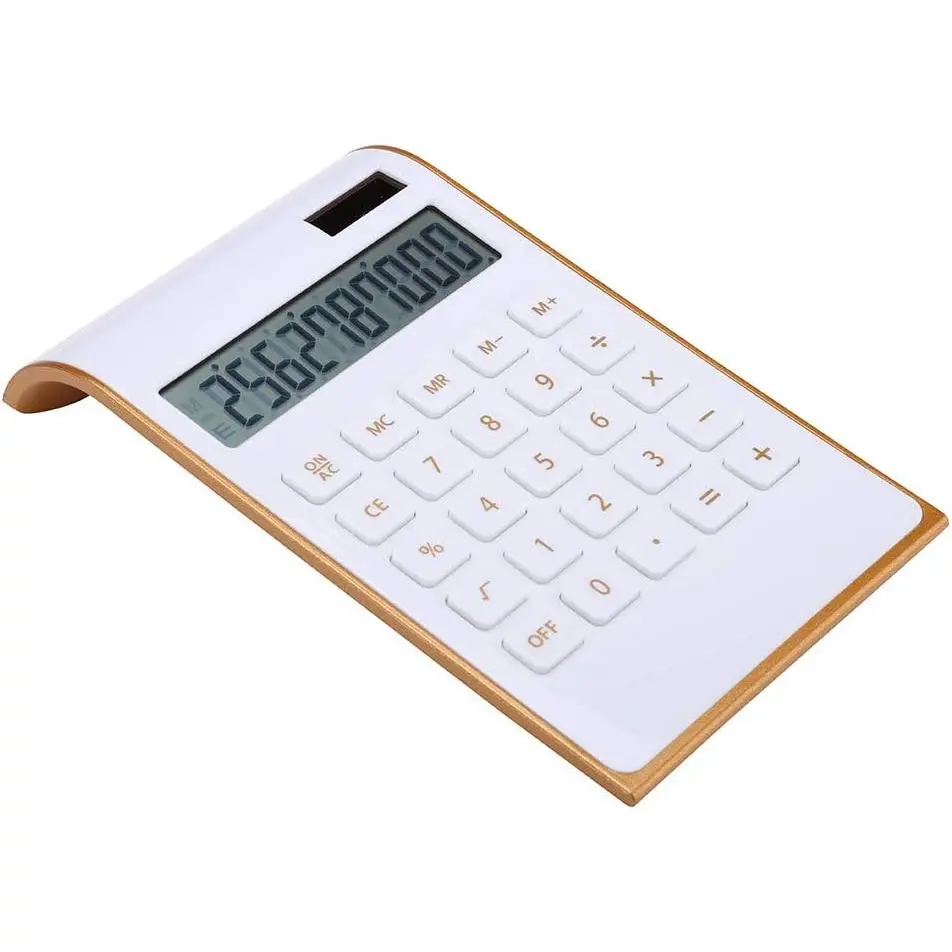Calculator, Slim Elegant Design, Office/Home Electronics, Dual  Desktop Financial Calculator, Solar Power, 10 Digits, Tilted LCD Display, Inclined Design, White (Slim2)