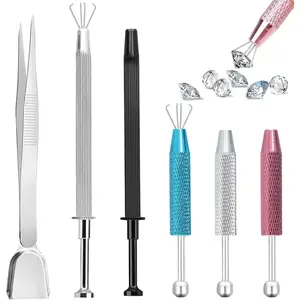 6pcs Piercing Ball Grabber Tool, Piercing Removal Tool, 4 Claw Jewelry Tweezers Pick Up Tool, Screw On Grabber For Components