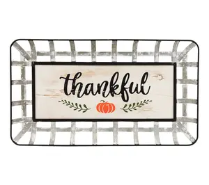 Northlight 24" Pumpkin "Thankful" Serving Tray Sign
