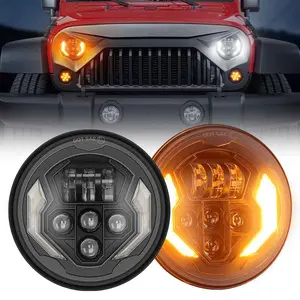 [LED FACTORY MART]  7” LED Headlights for Jeep Wrangler JK/TJ | DRL + Amber Turn Signal | 200% Brighter | Plug & Play