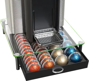 Tempered Glass Vertuo Pod Holder Drawer, 24 Large or 48 Small  Capsule Organizer