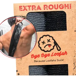 Extra Rough Exfoliating Washcloth - Extreme Body & Back Scrubber for Shower, Extra Long, Hygienic Exfoliator Wash Cloth, Men Or Women, 2 Count Pack, 1 Black & 1 Grey Color,