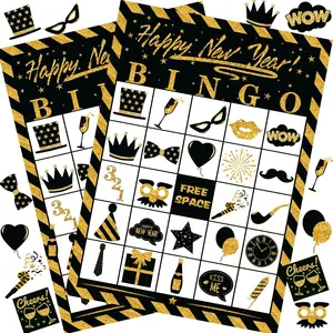 New Years Games for Kids Adults, New Years Bingo Cards 24 Players for Family Friends Large Group, New Years Crafts Activities Party Favors Supplies Gifts for Children