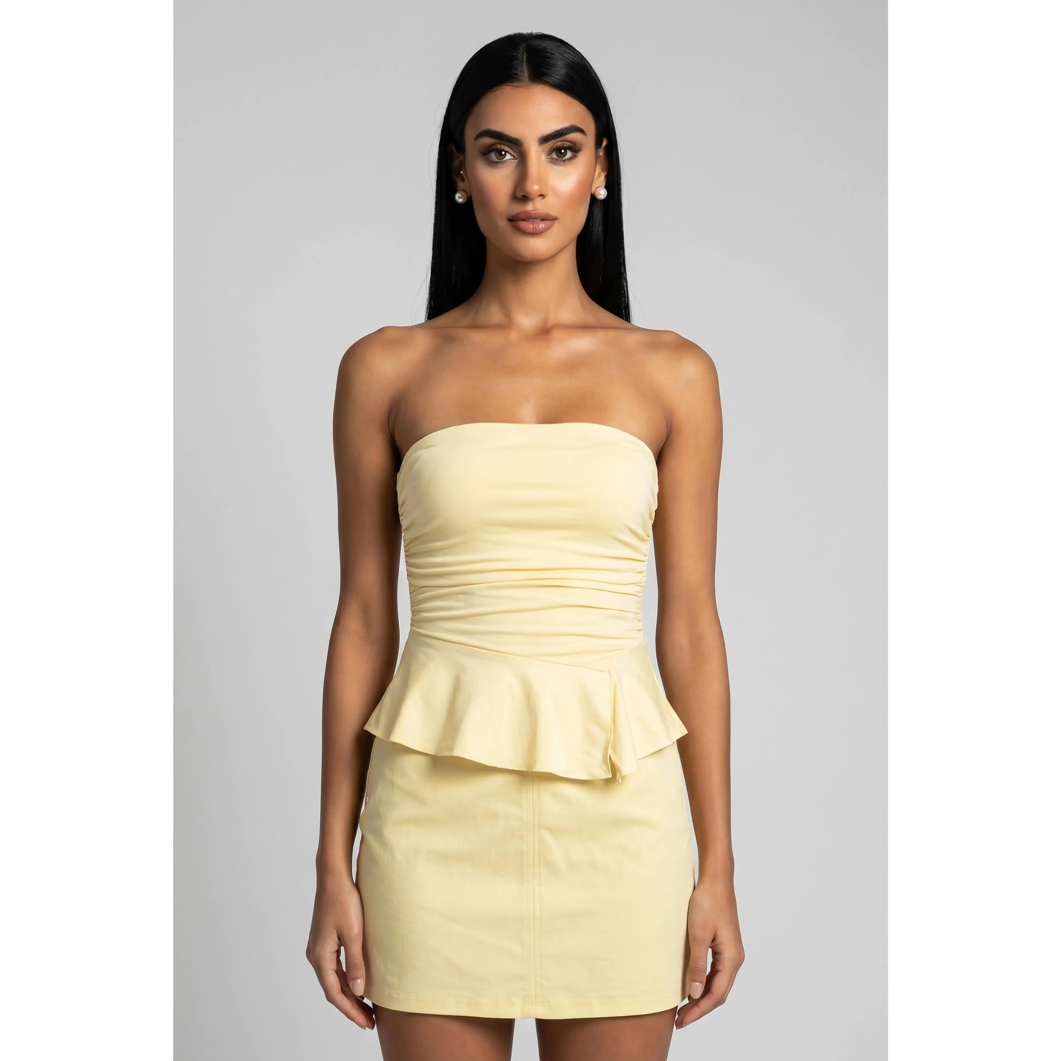 Asymmetrical Peplum Tube Top