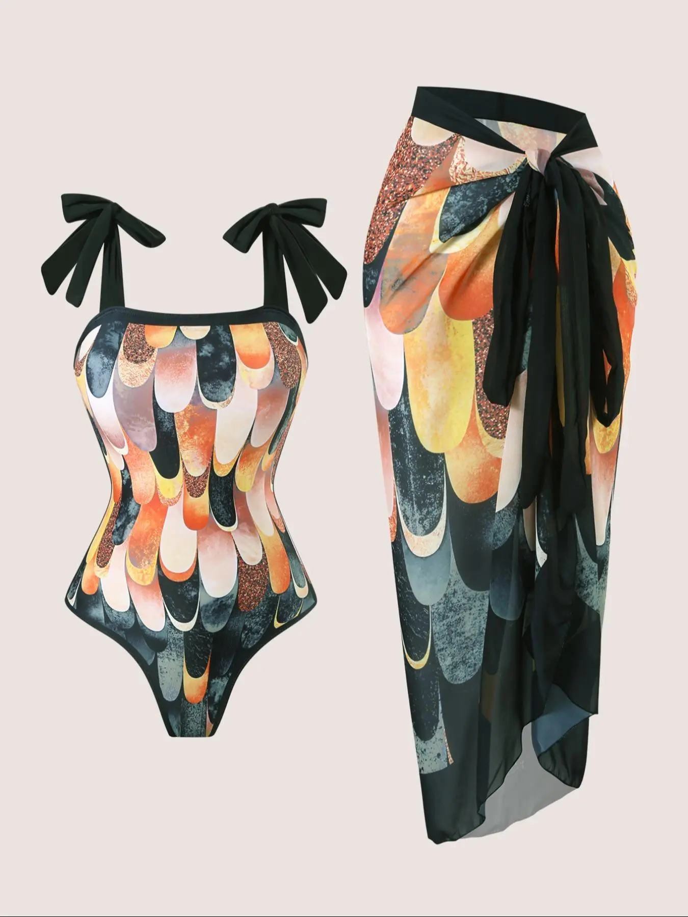 Women's Floral Print Bikini Set, Boho Fashion Swimsuit & Cover Up Skirt Set, Ladies Swimwear for Beach Holiday Vacation