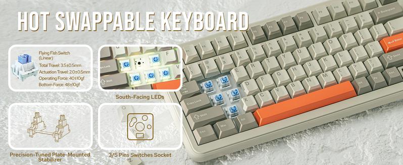 AJAZZ AK820 MAX Tri-Mode Mechanical Keyboard 2.4G Wireless Bluetooth USB-C 75% 82Key Compact Layout 8000mAh Battery Hot-Swappable Gasket Mount PBT Keycaps RGB Backlit Metal Knob Boyfriend Gift Fish Switch Grey Gaming Keyboard keyboard AJAZZ AK820 MAX Tri-Mode Mechanical Keyboard 2.4G Wireless Bluetooth USB-C 75% 82Key Compact Layout 8000mAh Battery Hot-Swappable Gasket Mount PBT Keycaps RGB Backlit Metal Knob Boyfriend Gift Fish Switch Grey Gaming Keyboard keyboard