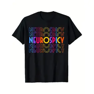 Men's Neurodiversity Autism Awareness ADHD Brain T-Shirt - Neurospicy Graphic Tee with Neurodivergent Design, Comfortable Casual Short Sleeve Shirt for Aspie Culture Apparel & Casual Attire