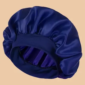 1Pc Women'S Solid Color Satin Wide-Brimmed Shower Cap, Suitable for Daily Use Silk Bonnet Satin Bonnet NONE