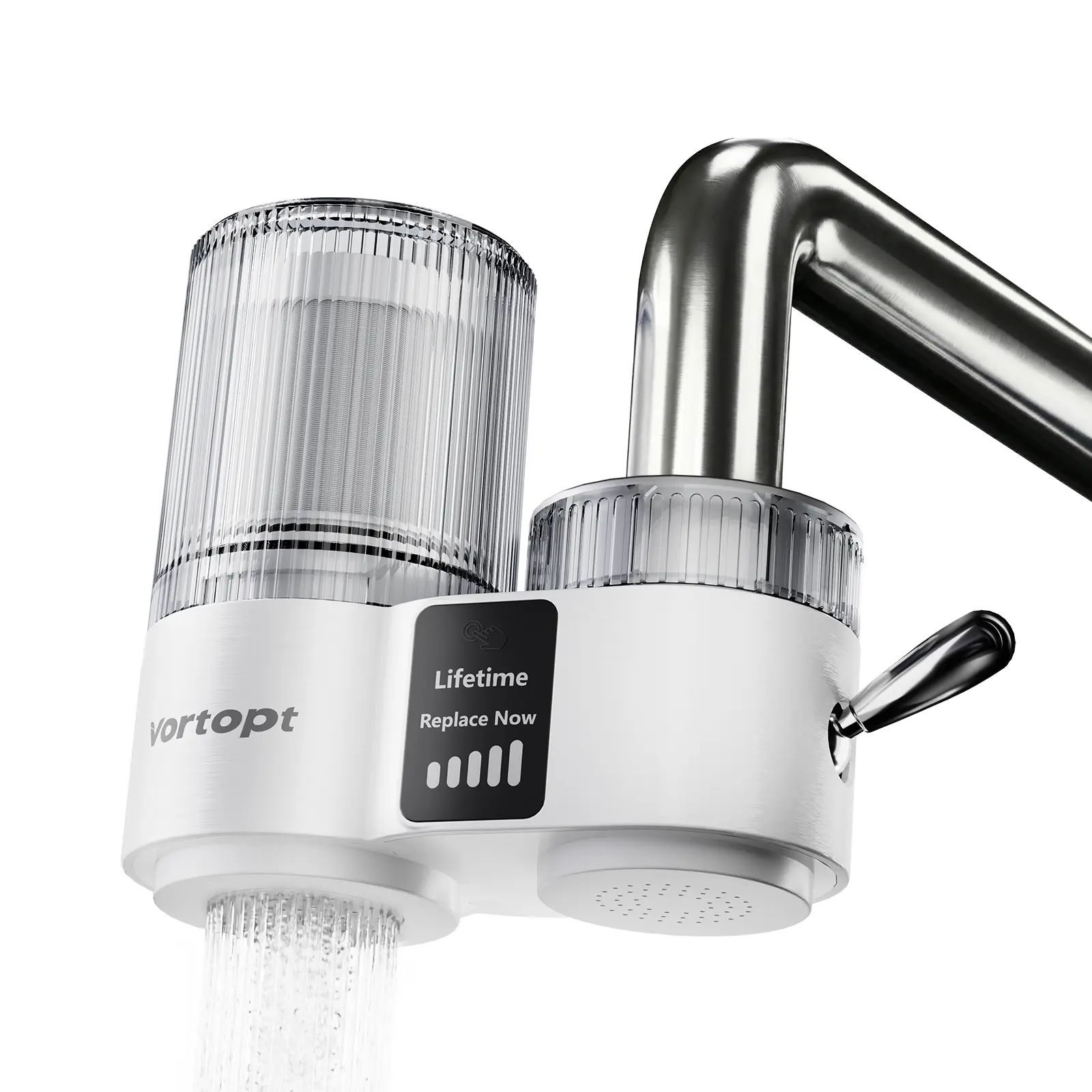 Vortopt NSF/ANSI 42 Certified Sink Faucet Carbon Block Water Filter - Digital Display, 400-Gal Capacity