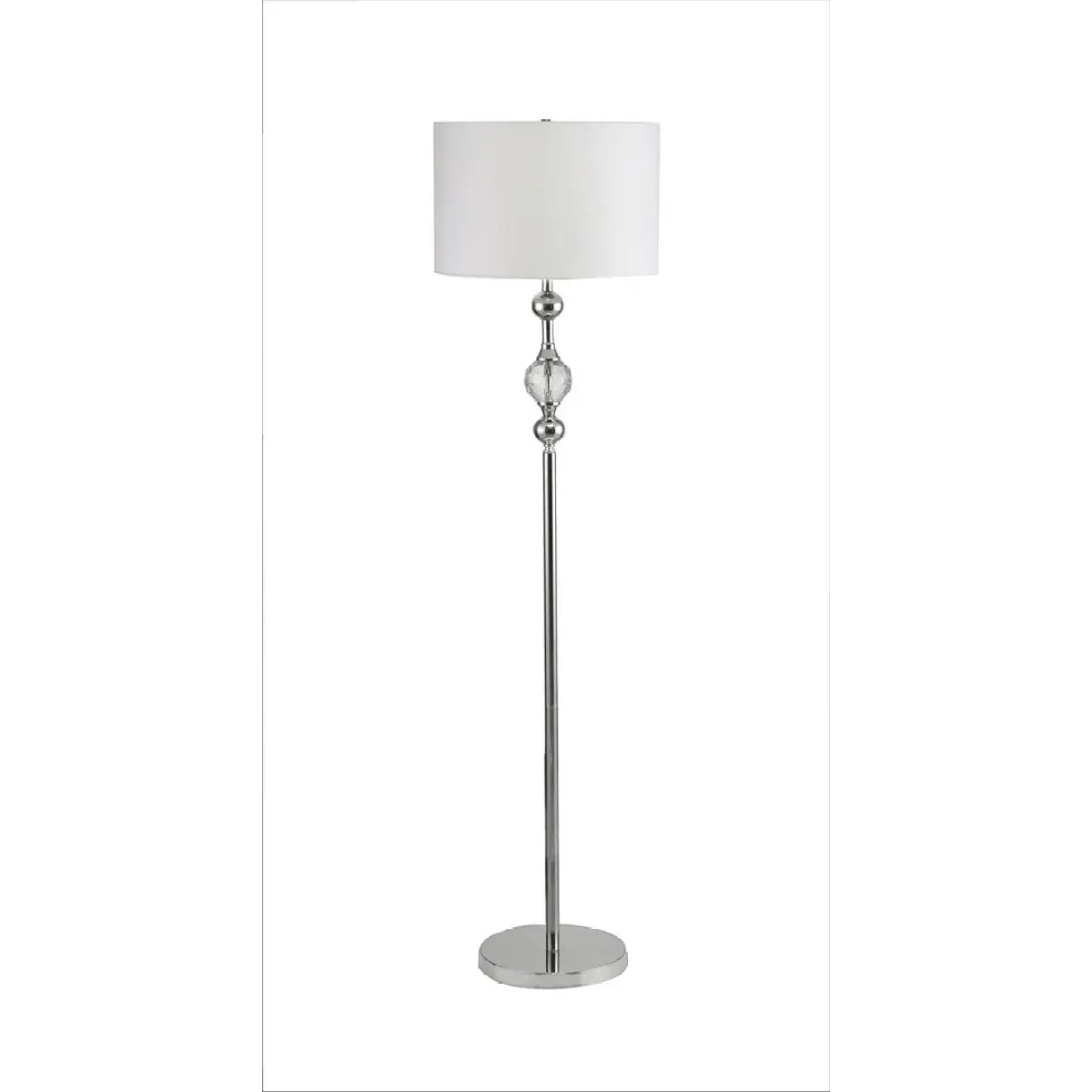 62.5" Tall Metal Floor Lamp" Leona" with Chrome finish and Crystal Accents