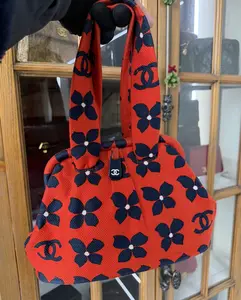Pre-owned CHANEL Orange Canvas Flower Tote Handbag
