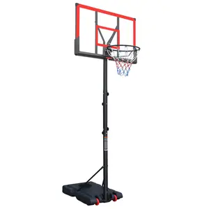 Basketball Hoop 5.7-10FT Height Adjustable, Portable Outdoor Goal with 44in Shatterproof Backboard, Shock-Absorbent Rim & Wheels for Kids and Adults