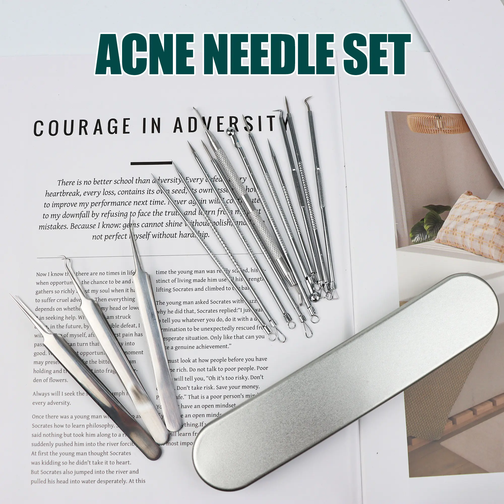 14 Counts Acne Needle Set, lightweight and portable, reusable after cleaning
