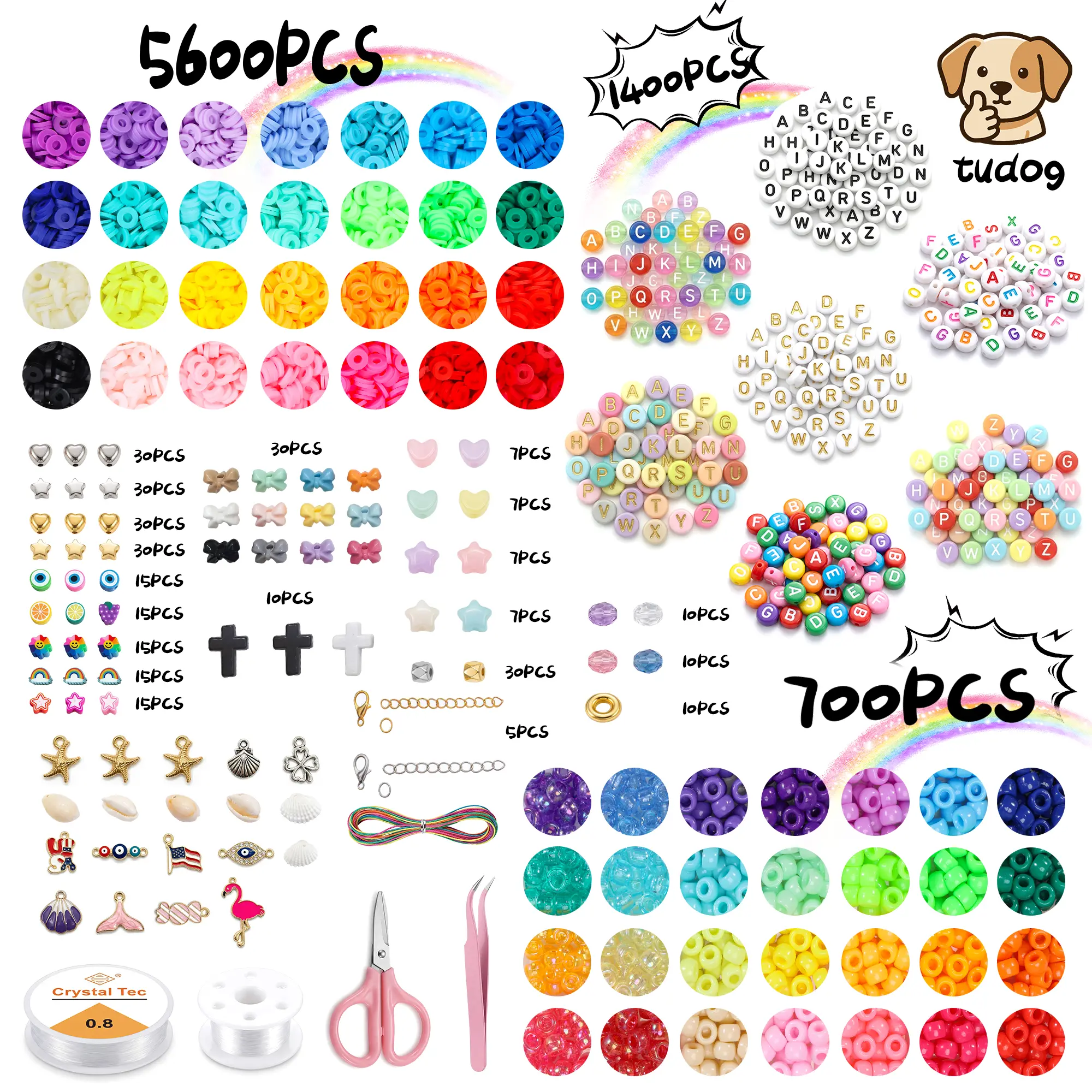 Luxury Bead Craft Kit - 8000+ Synthetic & Pony Beads, DIY Accessories Set, Exquisite Charms, Perfect Friendship Bracelet Gift for Handmade Lovers, Synthetic Beads