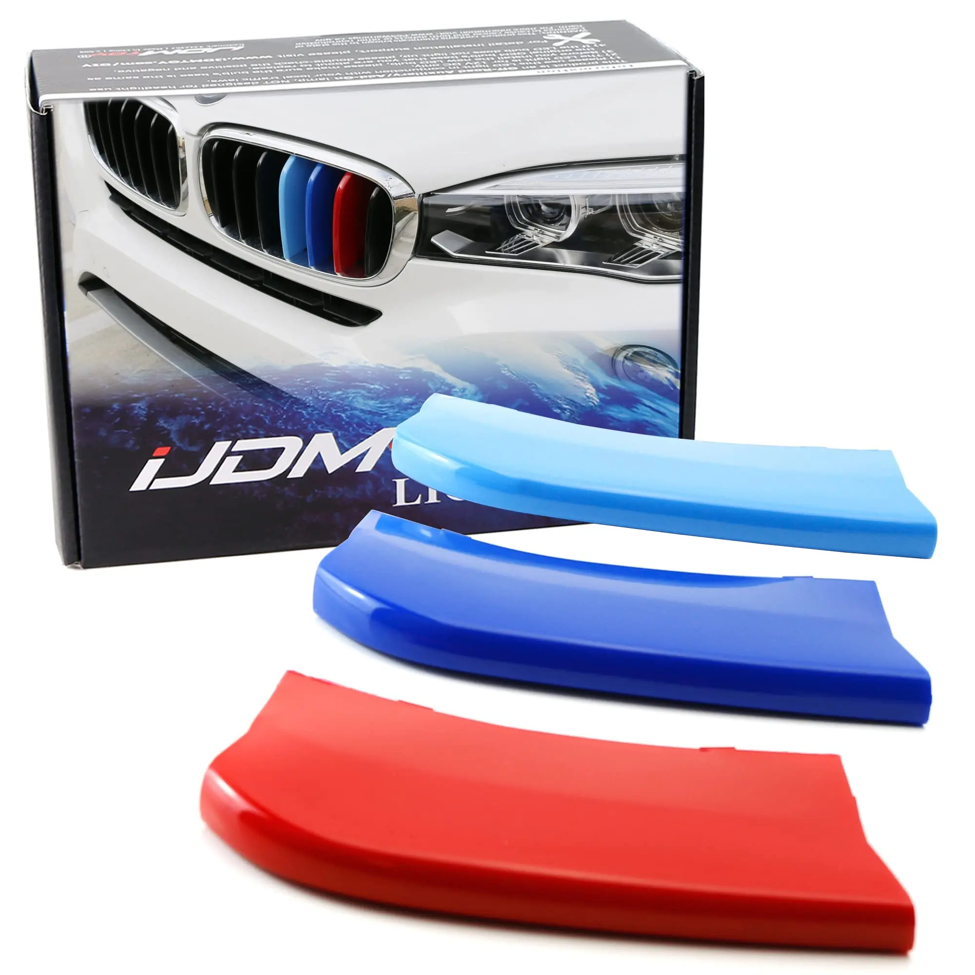 iJDMTOY Exact Fit M-Color Grille Insert Trims For BMW 2014-2018 F15 X5 and 2015-2016 F16 X6 (Does not fit 2017 X6) Center Kidney Grill