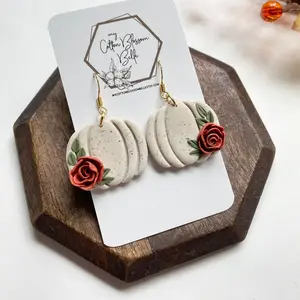 Vanilla Bean Fall Pumpkin Clay Earrings