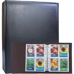 A4 3 Ring Binder Garden Seeds Storage Album with 30 Pcs 3.5x5” Seed Packet Sleeves, PU Leather Hardcover Organization Book for Seed Packet，Photo, Index Card，240 Top Loading Pockets Capacity
