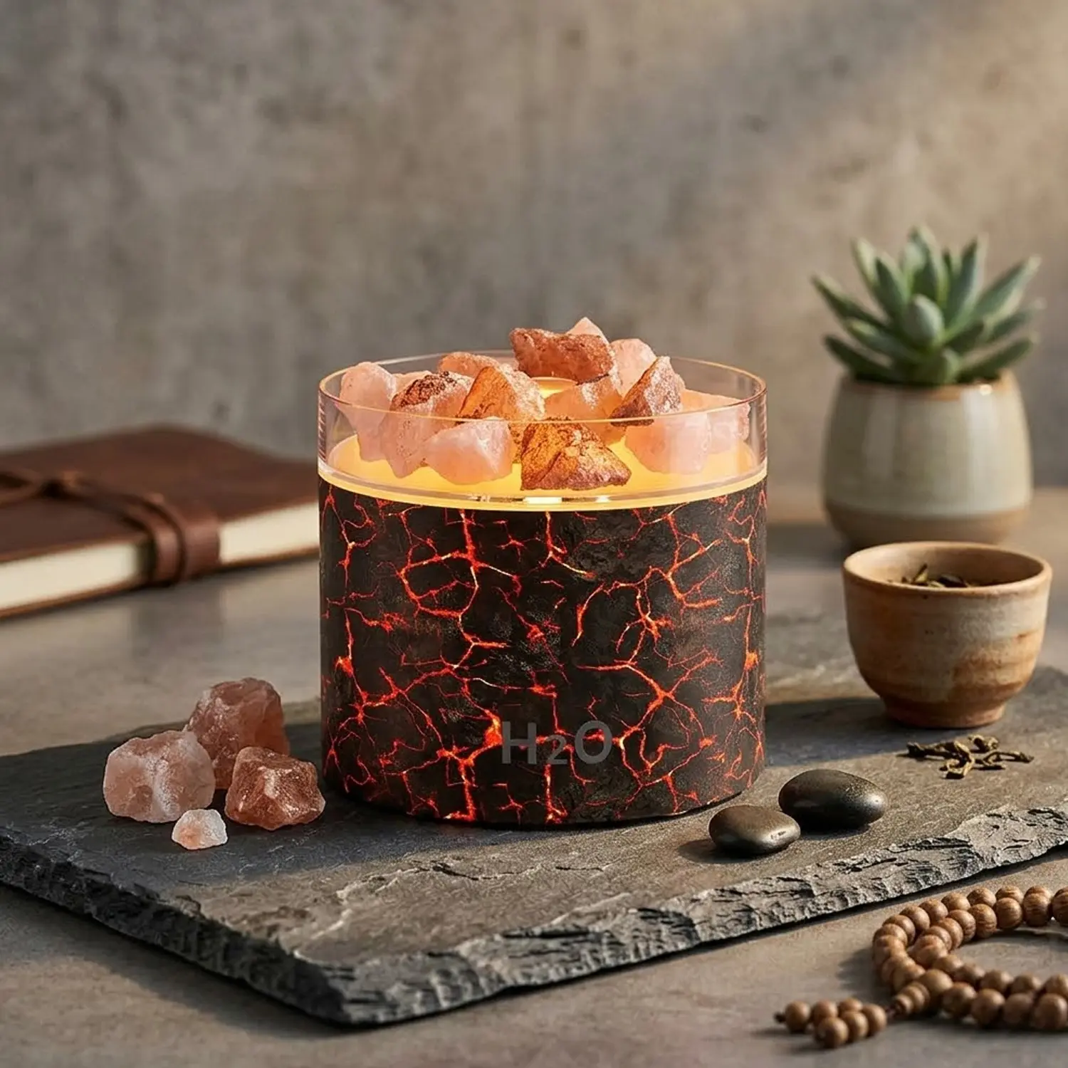 Natural Sea Salt Crystal Humidifier - 7-Color Lighting, Essential Oil Compatible, Portable Compact Spa Fragrance Oil Burner, Home Care Supply for Bedroom Decor, Mom Girlfriend Birthday Festival Gift That Enhances Well-Being