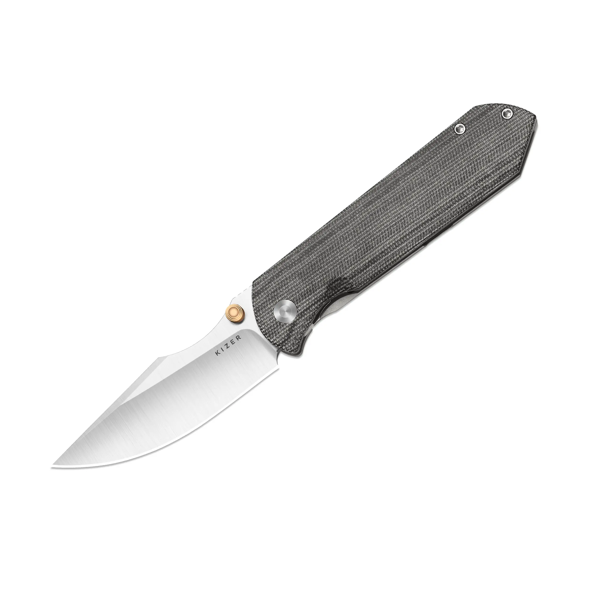 Kizer Harpoon Fold Elmax Titanium & Norplex UltreX Micarta Camping Outdoor Ki4784A2