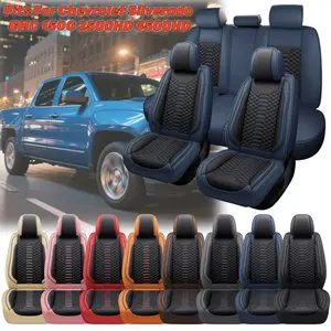 Fits For Chevrolet Silverado GMC 1500 2500HD 3500HD Premium Napa Leather Full Set Car Seat Covers with Storage Bag, Front Rear Cushions Full Surround, Breathable Non-Slip Waterproof 4-Season Usable Protector for Vehicle Interior Decoration Accessory