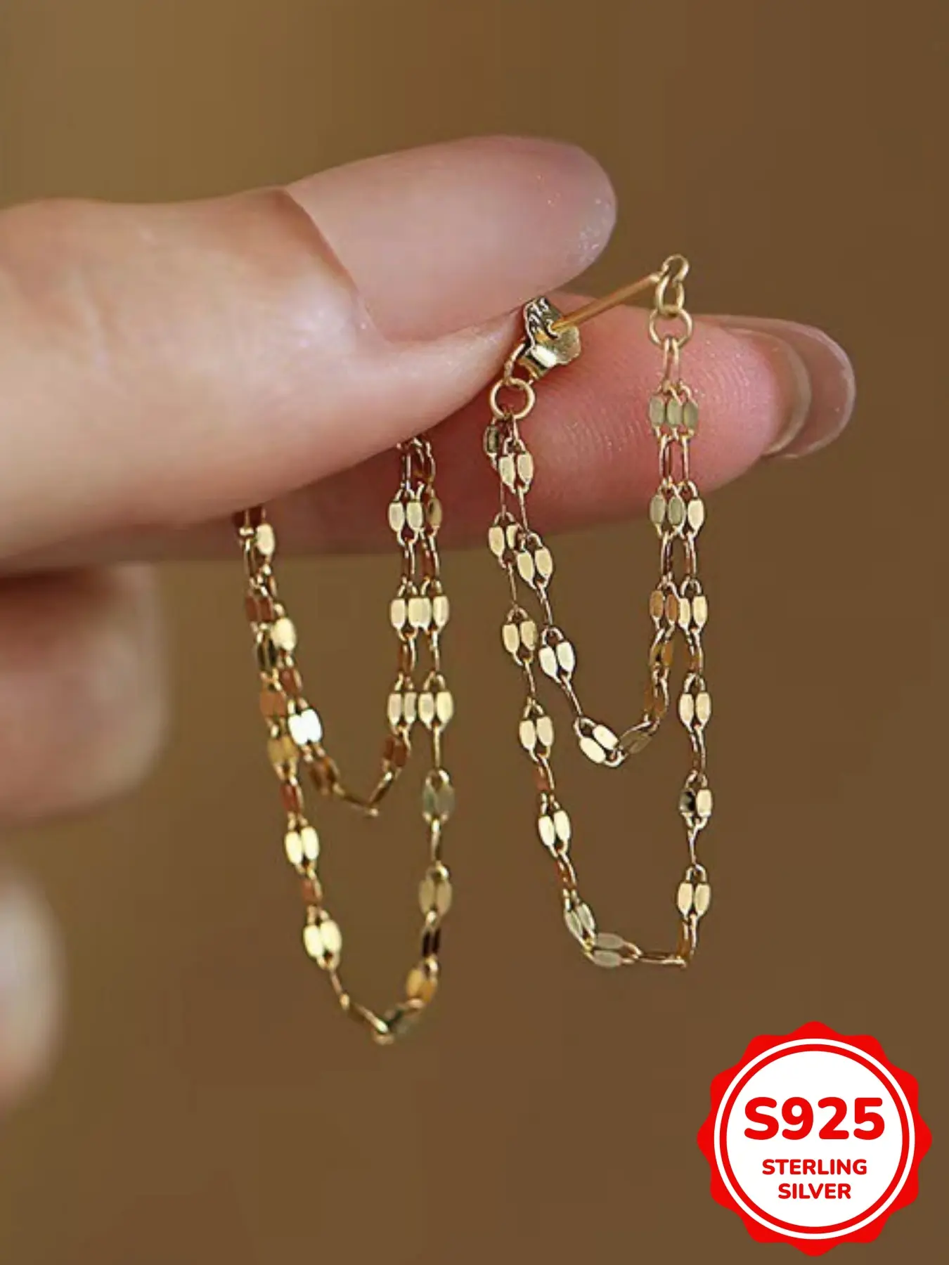 Women's S925 Silver Color Lip Chain Dangling Earrings, Lightweight Appeal, Shining Jewelry for Daily Wear, Elegant Ear Accessories for Women, Versatile Earrings, High Quality Earrings