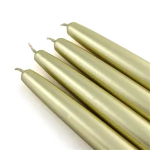 212 MAIN CEZ-088-12 6 in. Unscented Metallic Gold Taper Candles, 144-Piece Bulk Handpoured Wax Pack, Smokeless Long-Burn Camping & Hiking Lights, Decoration Items
