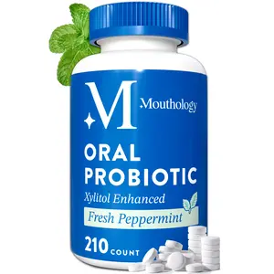 Mouthology Oral Probiotics – 210 Fresh Peppermint Mint Tabs for Bad Breath & Gum Support | Dental Probiotic with Xylitol for Mouth Health, Strong Teeth & Fresh Breath | Fluoride-Free, No Artificial Sweeteners, Dye-Free, Vegan Daily Oral Microbiome Support