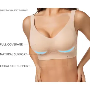Women's Wireless Bra, Seamless Soft Push Up Bralettes, No Underwire Comfortable Full Coverage Everyday Bra Black Womenswear