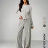 Women's 2-Piece Wide Leg Pants and Long Sleeve Striped Matching Set, Casual Spring & Fall Knit Cardigan, Perfect for Comfort and Fashion