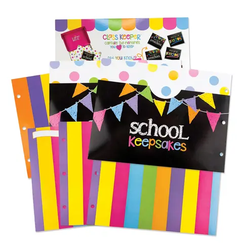 Class Keeper® Pre-Drilled Extra Photo & Pocket Sheets Refill Kit - Binder School Supplies for Sports Teams, with Polka Dots, Stripes, Primary Photo Inserts, Large Pockets, 6 Sheets Total, Room Decor Memory Storage Expander
