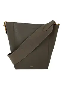 Pre-owned Celine Leather Shoulder Bags Seau Sangle Small Taupe Shoulder Bag