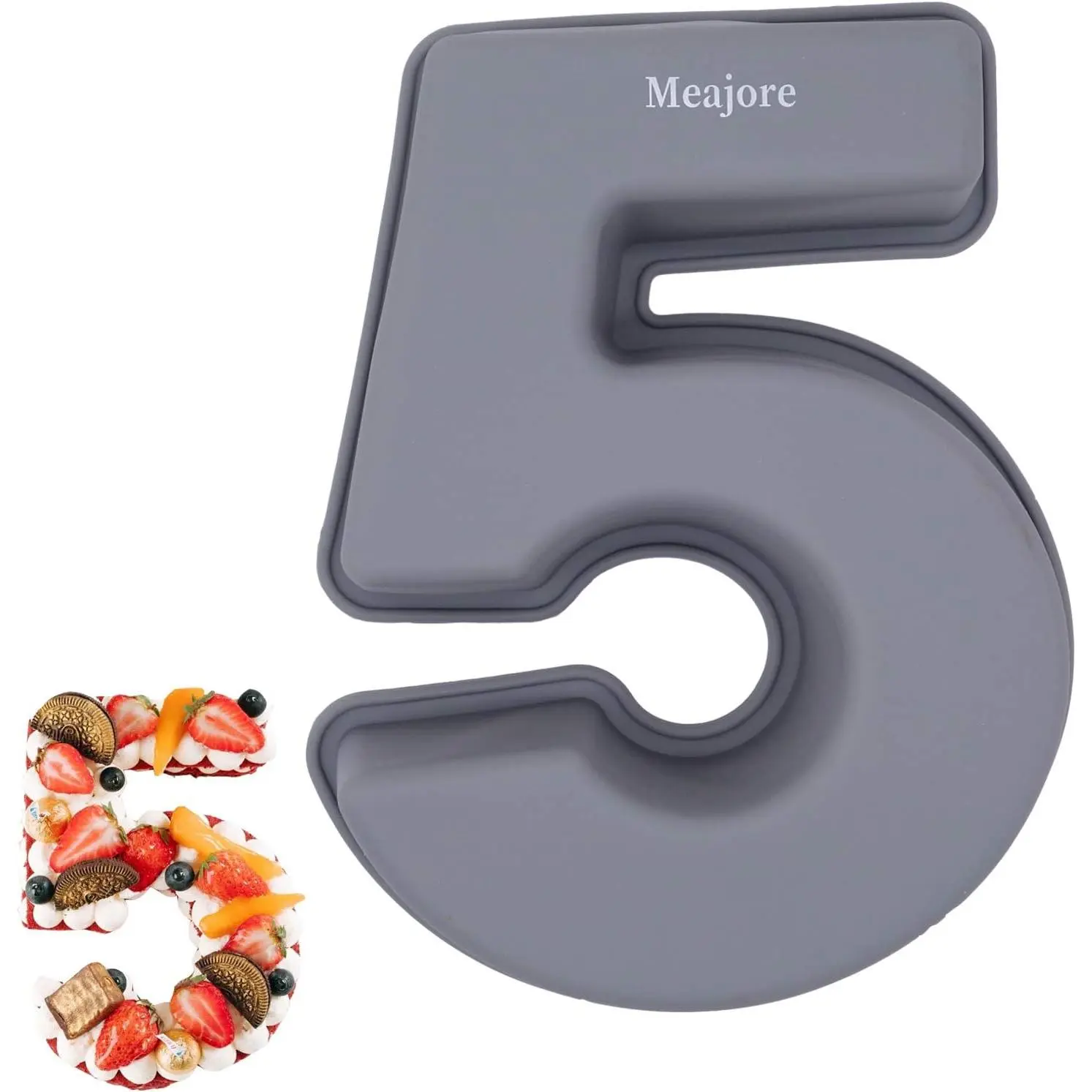10-Inch Silicone 3D Large Number 5 Cake Mould, Novel Baking Tin for Birthday, Wedding Home & Festive Party Supplies