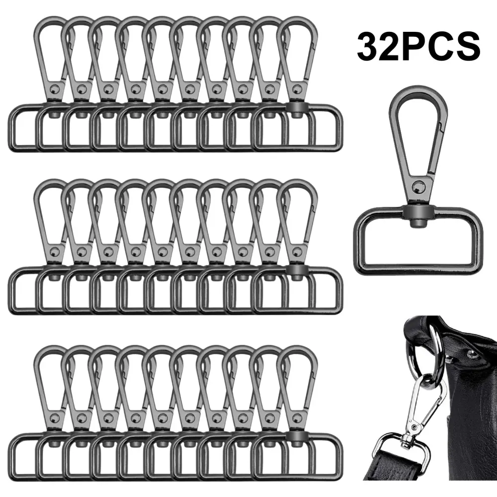 32 Pcs Zinc Alloy D-Ring Swivel Handbag Accessory Hooks - Spring-Loaded High Resistant to Corrosion Snap Clasps, Modern for Tote Bags, Belts for Jeans Skirts, Key Chains, DIY Crafts Secure Attachment