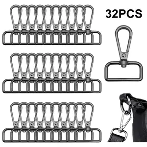 32 Pcs Metal Swivel Snap Hook Bag Hangers, D Ring Swivel Lobster Claw Clasp Trigger Clips for Pet Leash, DIY Crafts, Keychain, Purse Bag Wallet Lanyard Making Accessories