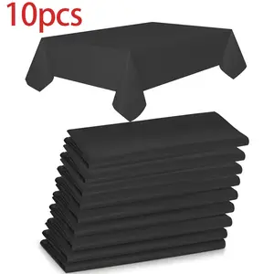 10Pcs Luxurious Black Disposable Tablecloths - Durable Pveamaterial, Exquisite Machine-Made Weave, Easy-To-Clean Plastic Covers, Perfect For Indoor Wedding, Bridal Shower, Birthday, General Gatherings, And Celebrations
