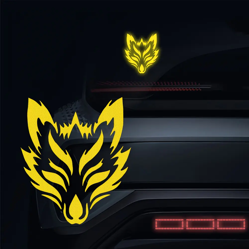 1PC High-strength Reflective Fox Car Sticker, Waterproof Night Time Visible Fox Pattern Sticker, Suitable for Car Bumper Window Decoration - Perfect Car Exterior Accessory