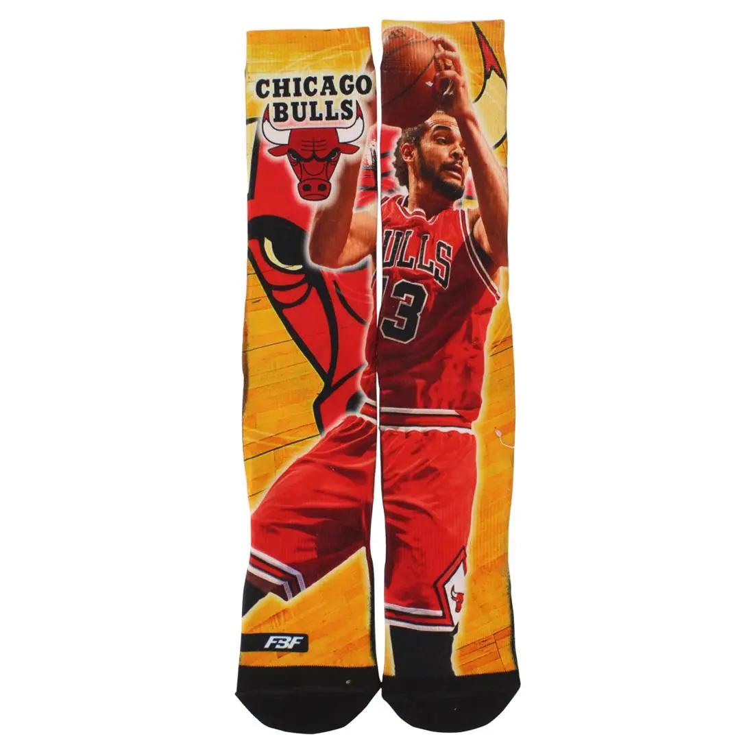 FBF Originals Mens Chicago Bulls Joakim Noah Center Court Socks Yellow