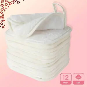 [Microfiber Towels] 12-Pack Microfiber Facial Cleansing Towels | 6x6-Inch, Machine Washable, Reusable, Soft and Light Beige, Suitable for Daily Clean - Valentine's Day Gift, Mother's Day Gifts