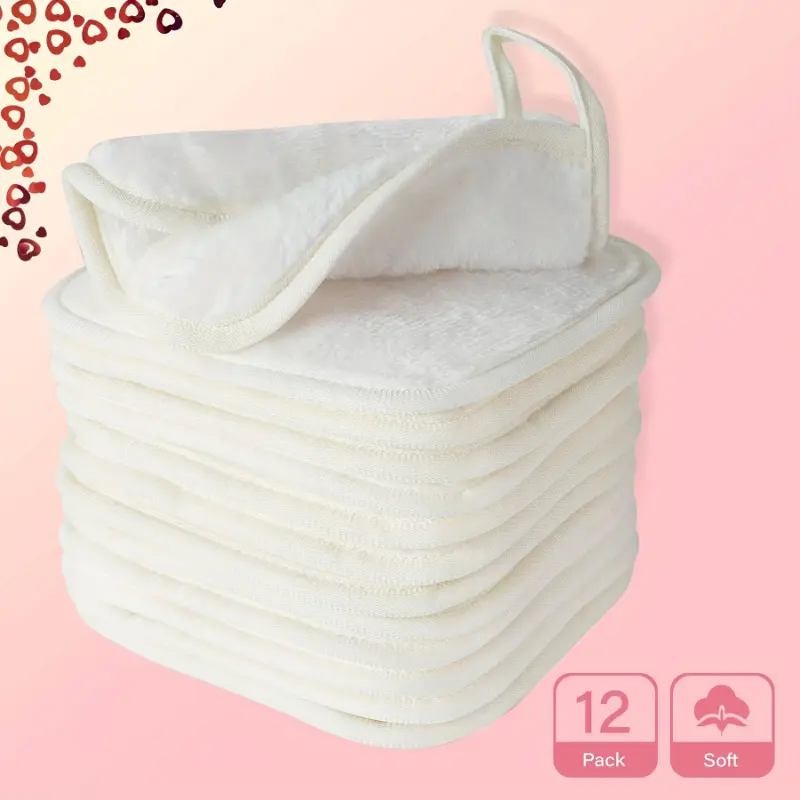 [Microfiber Towels] 12-Pack Microfiber Facial Cleansing Towels | 6x6-Inch, Machine Washable, Reusable, Soft and Light Beige, Suitable for Daily Clean - Valentine's Day Gift, Mother's Day Gifts