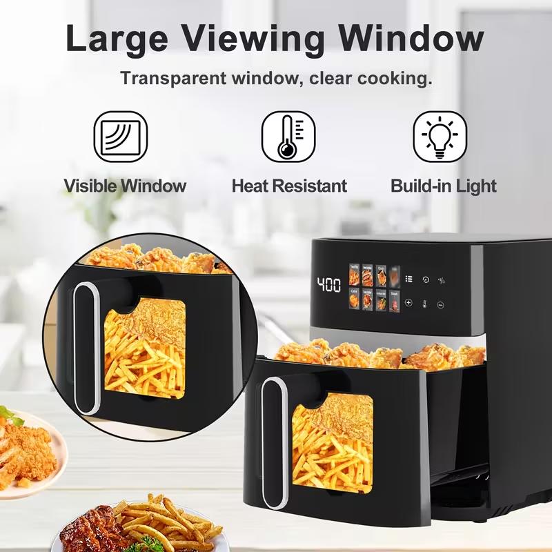 7QT Extra Large Convection Countertop Oven with Air Fryer Toaster Oven Combo Convection & Air Fry Mode Roast Bake Broil Reheat Functions Oil-Free Healthy Cooking Stainless Steel LED Touchscreen Viewing Window Space-Saving